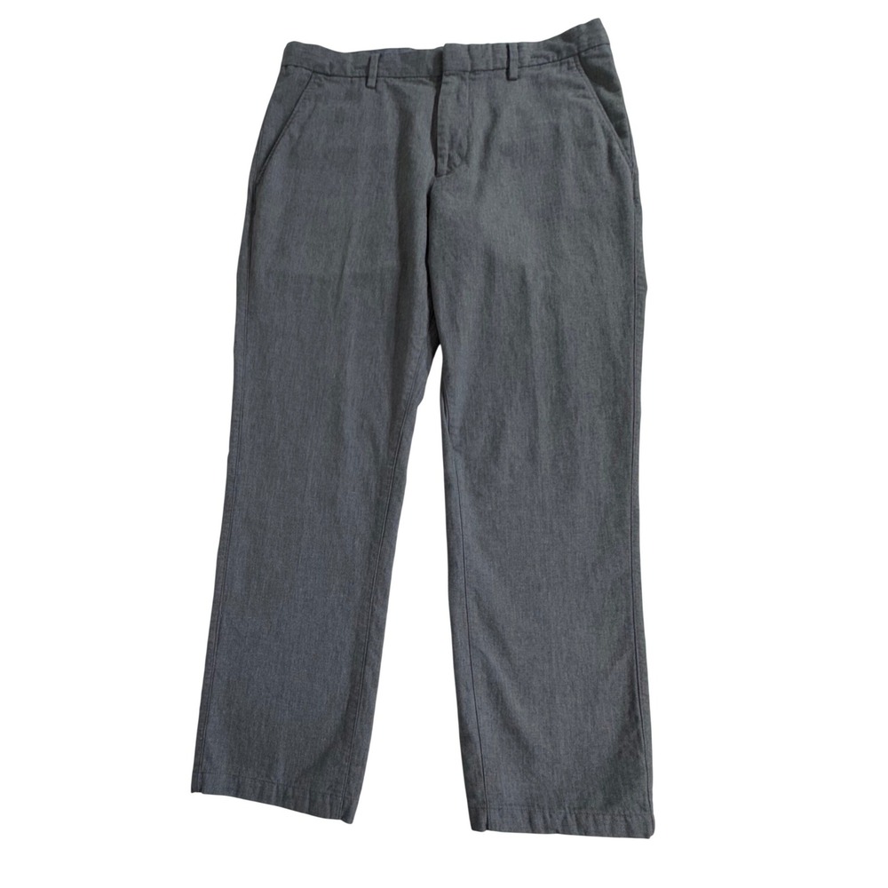 Banana Republic Kentfield Chino Pants 33 (34x28) Gray Herringbone 100% Cotton‎